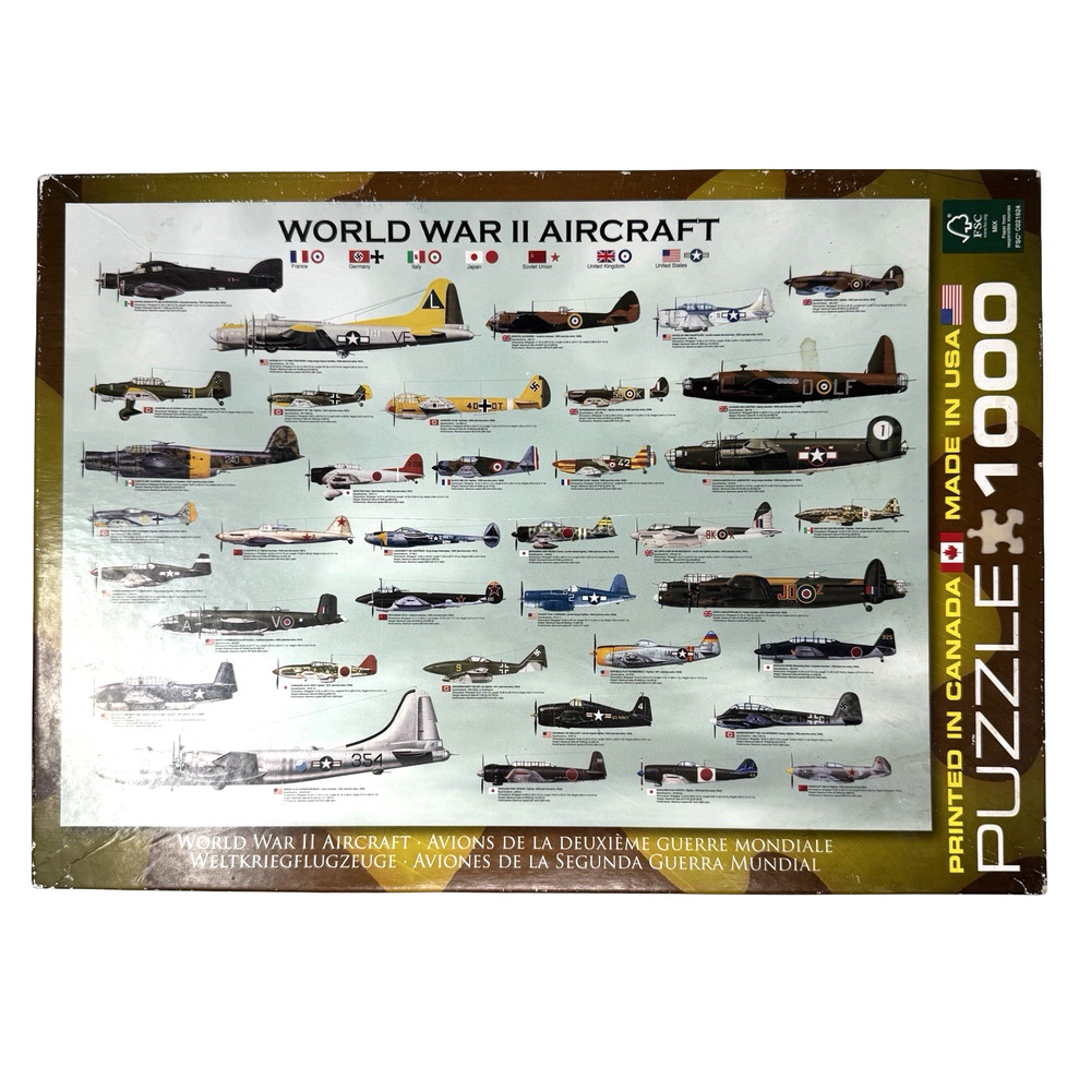 World War II Aircraft Jigsaw Puzzle 1000 Pieces USA Made Eurographics Complete